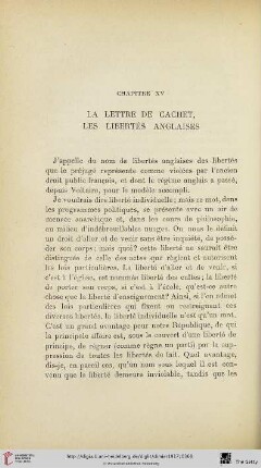 Chapitre XV. La lettre de cachet, les libertés anglaises