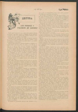 Lectura - Los perros y palomas de guerra