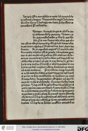 [Q]ueritur an male loqui de aliis in eorum absentia sit semper peccatum. Videtur quod sic...