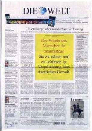 Tageszeitung "Die Welt" u.a. zum 60. Jahrestag des Grundgesetzes der BRD