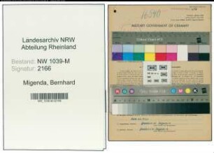 Entnazifizierung Bernhard Migenda , geb. 01.05.1917 (Drogist)