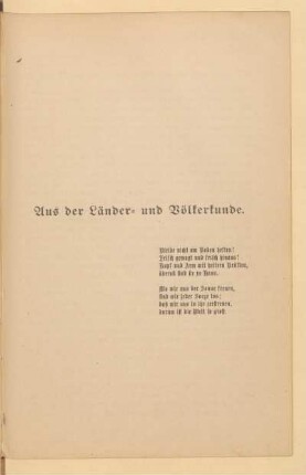 Aus der Länder- und Völkerkunde