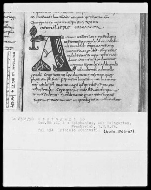 Epiphanius Latinus, Interpretatio evangeliorum — Initiale A(udivit), Folio 134recto