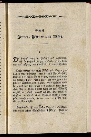 Monat Jenner, Februar und März.