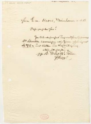 Brief an Emil Kross : 1910