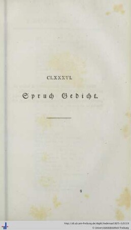 CLXXXVI. Spruch Gedicht - CXC. Spruch Gedicht.