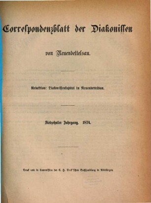 Korrespondenzblatt der Diakonissen von Neuendettelsau. 17, 17. 1874