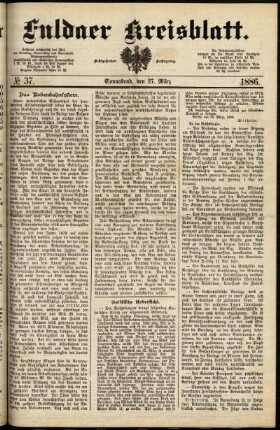 Erste Ausgabe vom Samstag, den 27. März 1886.