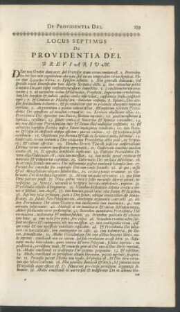 Locus Septimus De Providentia Dei.