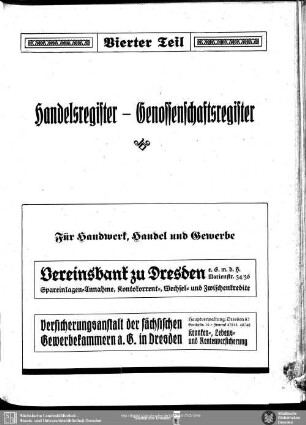 Vierter Teil. Handelsregister - Genossenschaftsregister