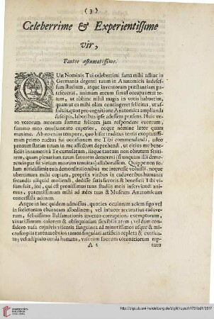 Celeberrime & experientissime vir, fautor aestumatissime
