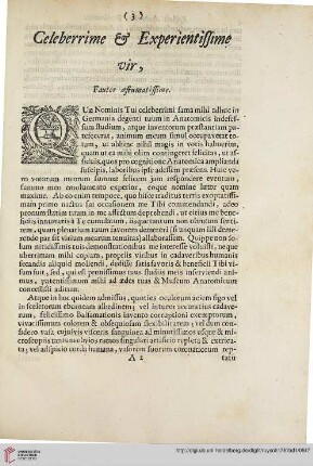 Celeberrime & experientissime vir, fautor aestumatissime