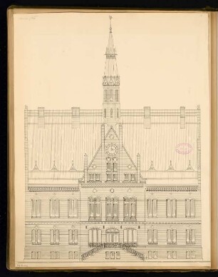 Rathaus, Calau Monatskonkurrenz März 1879: Aufriss Vorderansicht