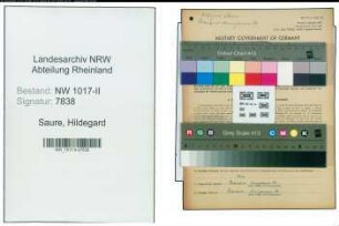 Entnazifizierung Hildegard Saure , geb. 20.12.1914 (Damenschneiderin)