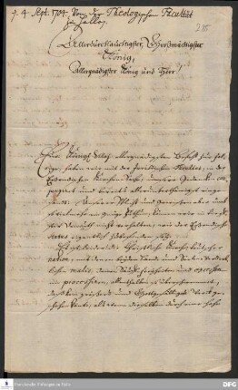 Brief von Joachim Justus Breithaupt, Paul Anton und August Hermann Francke an Friedrich I., König in Preußen.