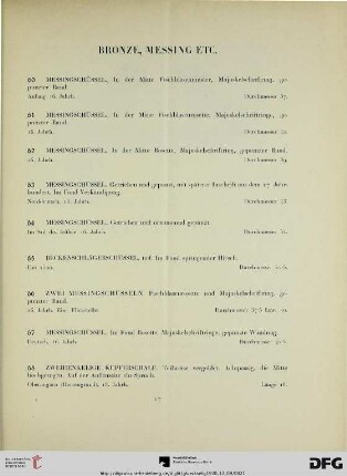 Bronze, Messing etc. (Nr. 60-97)
