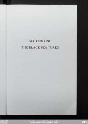 Section One The Black Sea Turks