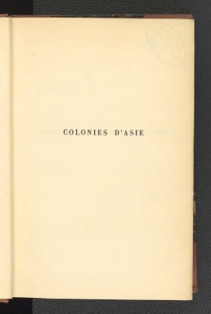 Colonies d'Asie