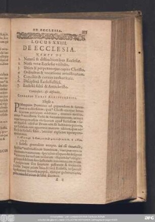 Locus XXIII. De Ecclesia ... Composuit & defendit Conradus Vorst Agrippinensis.