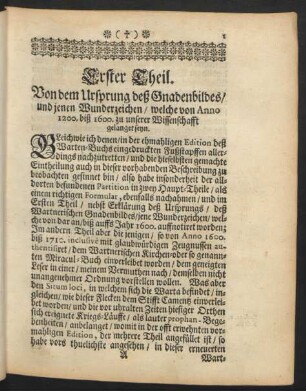 Erster Theil. Von dem Ursprung deß Gnadenbildes / und jenen Wunderzeichen ...