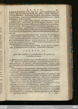 Sectio II. Quid Fides Catholica de praedestinatione, & reprobatione credendum proponat.