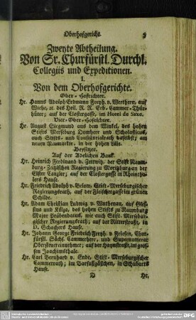 Zweyte Abtheilung. Von Sr. Churfürstlichen Durchl. Collegiis und Expeditionen