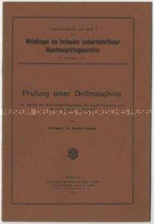 Bericht über die Prüfung einer Drillmaschine