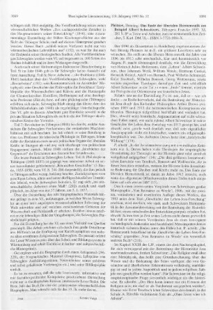 1050-1052 [Rezension] Pleitner, Henning, Das Ende der liberalen Hermeneutik am Beispiel Albert Schweitzers