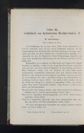 Ueber die Löslichkeit von hydratierten Mischkrystallen. II.