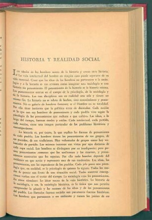 Historia y realidad social