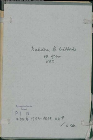 Kirchenbuchduplikat der evangelischen Gemeinde Rahden, Kreis Lübbecke (GHT 1853-1858) (Gemeinde: Evangelische Gemeinde Rahden)