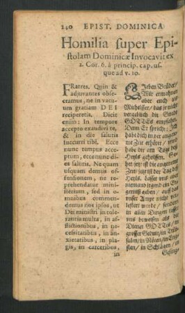 Homilia super Epistolam Dominicae Invocavit - Palmarum.