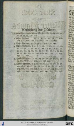 Abtheilung der Psalmen.