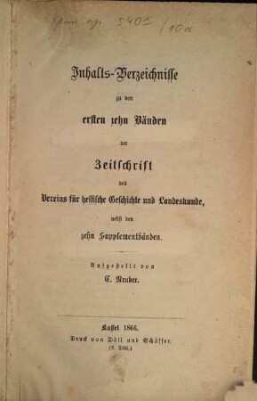 Zeitschrift des Vereins für Hessische Geschichte und Landeskunde : ZHG. 10,a, [10, a]