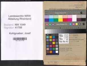Entnazifizierung Josef Kohlgrueber , geb. 01.06.1916 (Verwaltungsangestellter)