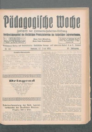 Jubelversammlung des Katholischen Lehrerverbandes des Deutschen Reiches : Pfingsten 1914 in Essen