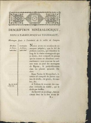 Description Minéralogique, Depuis Tarbes Jusqu'au Tourmalet, ...