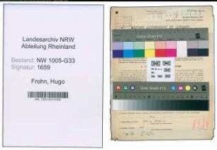 Entnazifizierung Hugo Frohn , geb. 28.01.1901 (Lehrer)