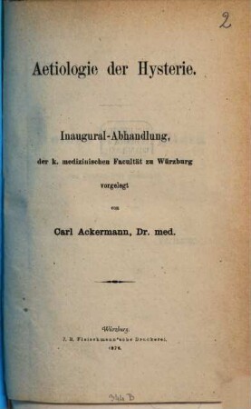 Aetiologie der Hysterie