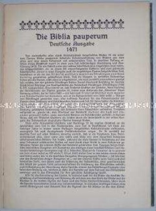 Faksimiledruck der sogenannten Armenbibel, der Biblia Pauperum, in deutscher Sprache aus dem Jahre 1471