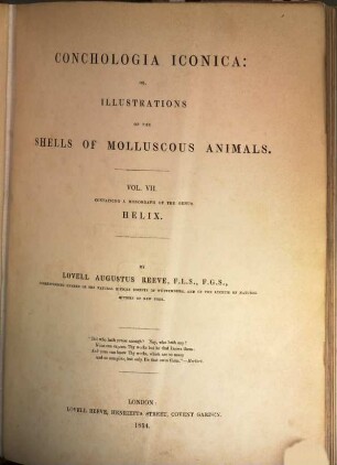 Conchologia iconica: or, illustrations of the shells of molluscous animals. VII