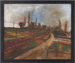Gemälde "Industrie und Bahngleise"