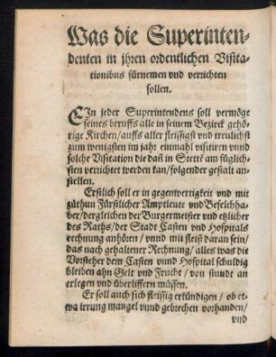 Was die Superintendenten in ihren ordentlichen Visitationibus fürnemen und verrichten sollen.
