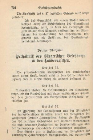 Dritter Abschnitt. Verhältniß des Bürgerlichen Gesetzbuchs zu den Landesgesetzen
