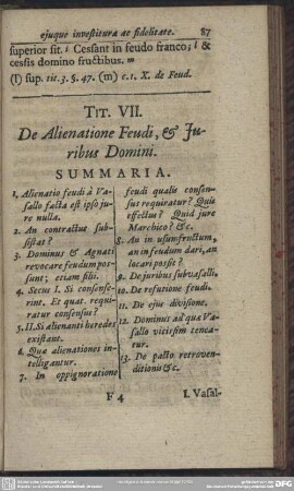 Tit. VII. De Alienatione Feudi, & Iuribus Domini