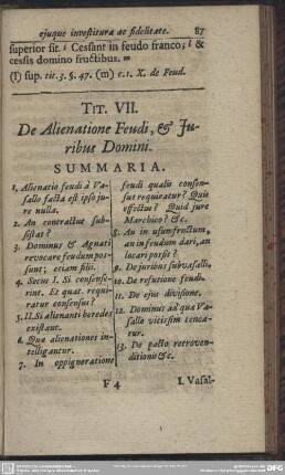 Tit. VII. De Alienatione Feudi, & Iuribus Domini