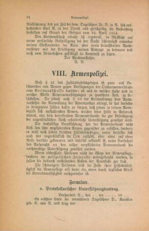 VIII. Armenpolizei