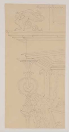 Antike Wandmalerei (?) aus dem ehem. Museo Borbonico in Neapel [aus einem Konvolut von 107 Blatt Architekturstudien und Skizzen einer Italienreise]