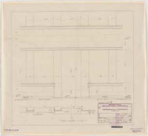 I.G.-Farben, Frankfurt/Main Verwaltungsgebäude: Ausgänge auf die Terrasse Seite E5 und E6, Ansicht, Grundriss 1:20