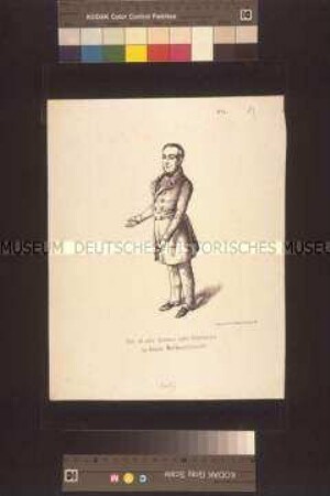 Und ich sehe durchaus nichts Entehrendes in diesem Waffenstillstand (Nr. 44) - Karikatur auf den Abgeordneten der Frankfurter Nationalversammlung Mathy mit Bezug auf den Waffenstillstand von Malmö am 5.9.1848